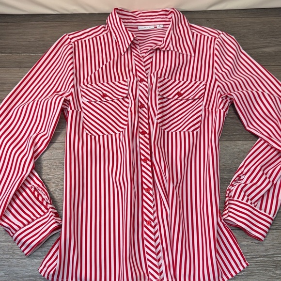 Kim Rogers Tops - Red and White Striped Button Down Shirt woman’s small
